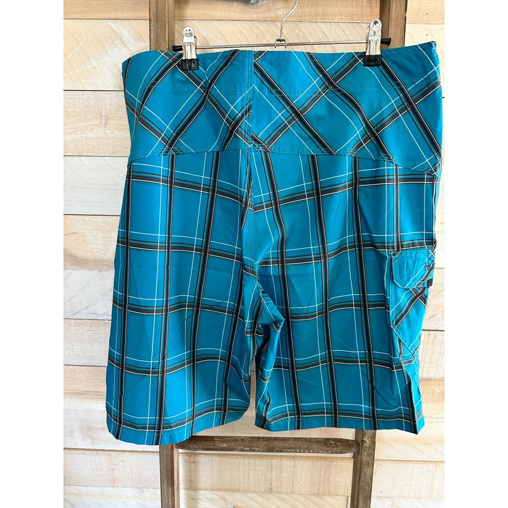 Hurley Mens Blue Plaid Board Shorts Swim Trunks Size 36 22 Inch Length NWT - Picture 4 of 6